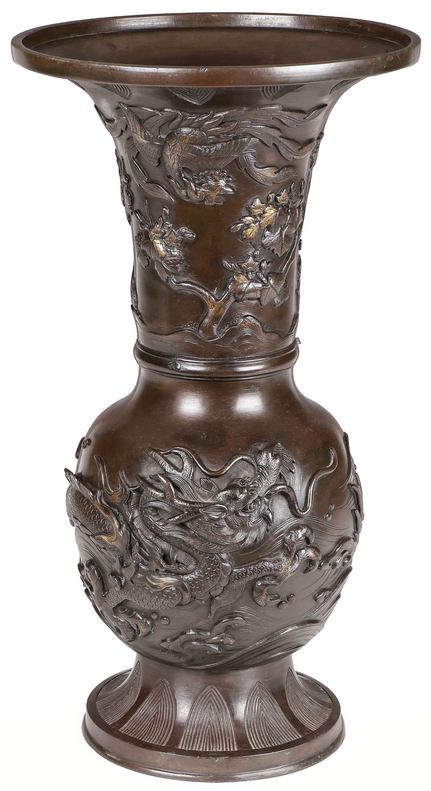 A JAPANESE BRONZE DRAGON VASE, MEIJI (1 of 3)