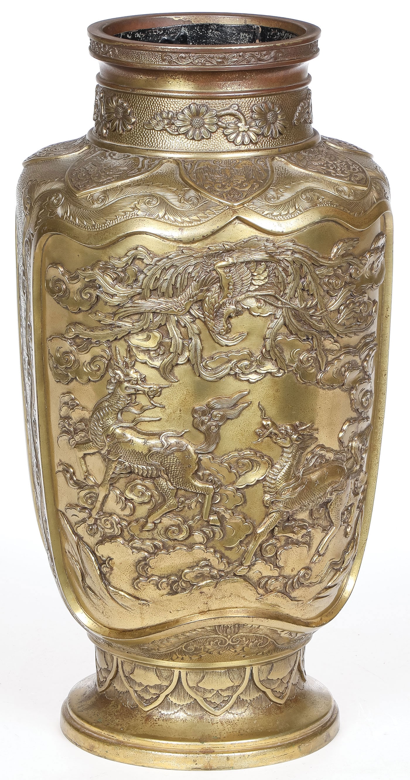 CHINESE GILT BRONZE VASE, QING (1 of 6)