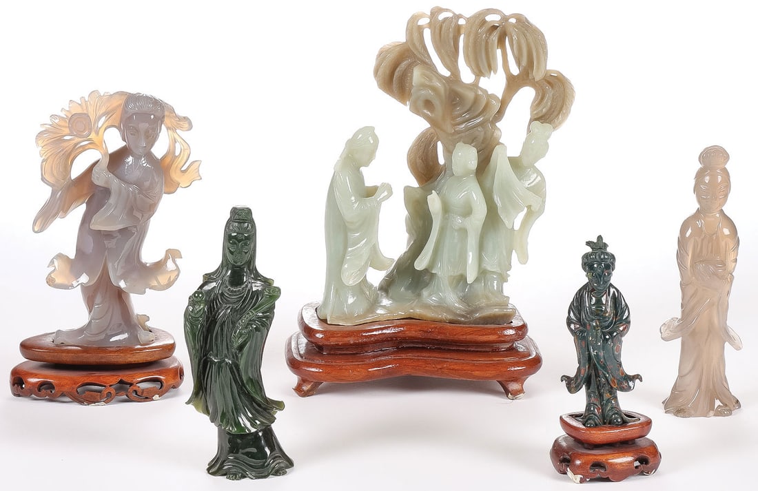 5 CHINESE CARVED JADE FIGURES (1 of 2)