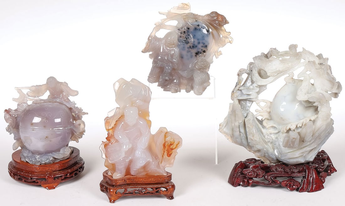 4 CHINESE CARVED JADE GROUPS (1 of 2)