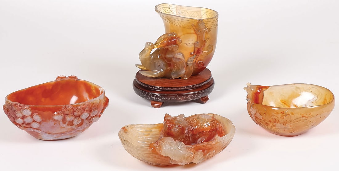 GOOD CHINESE CARVED AGATE GROUP (1 of 2)