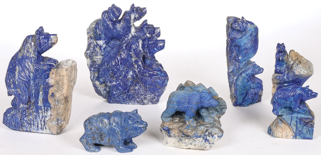 6 CARVED LAPIS LAZULI BEARS (1 of 3)