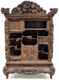JAPANESE CARVED SHODONA DISPLAY CABINET, MEIJI