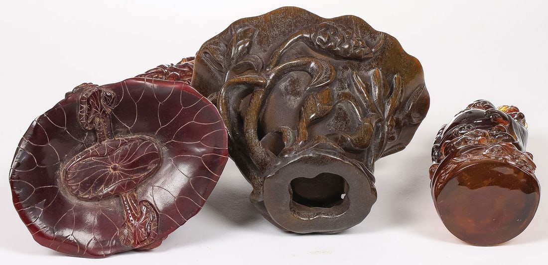 3 CHINESE CARVED OBJECTS - 3