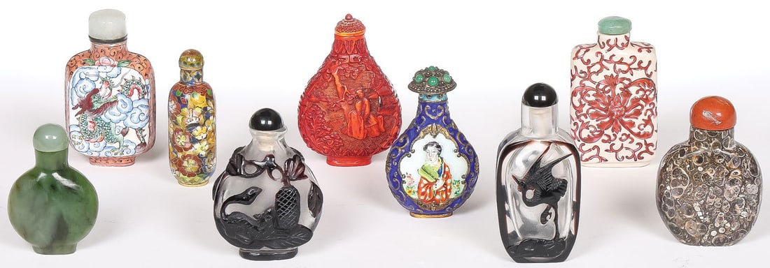 9 CHINESE SNUFF BOTTLES (1 of 2)