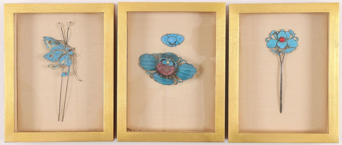 3 CHINESE KINGFISHER ORNAMENTS (1 of 4)