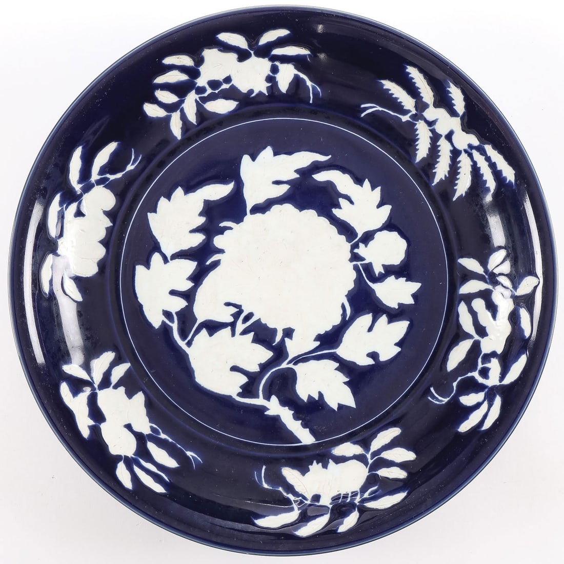 LARGE CHINESE SAPPHIRE GLAZED CHARGER (1 of 4)