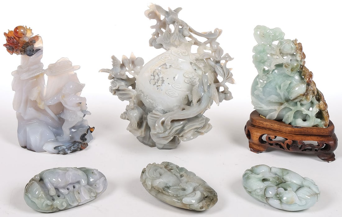 6 GOOD CHINESE CARVED JADE PIECES (1 of 2)