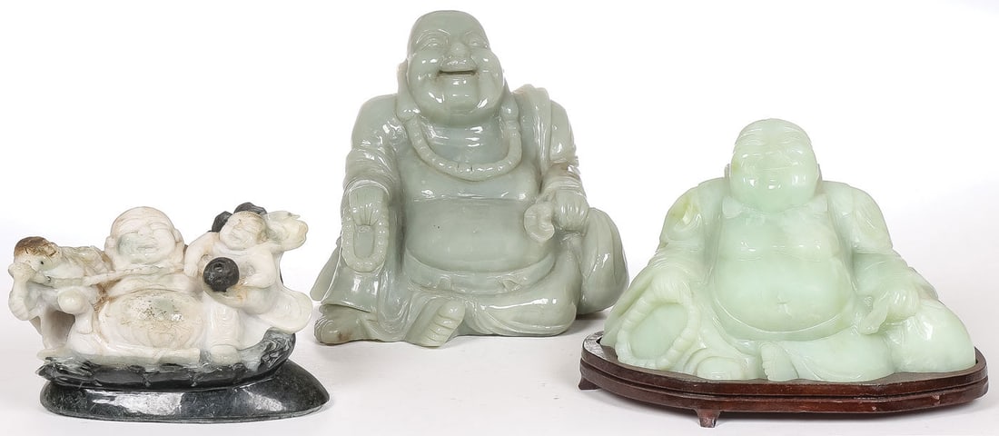 3 CHINESE CARVED JADE BUDDHAS (1 of 3)