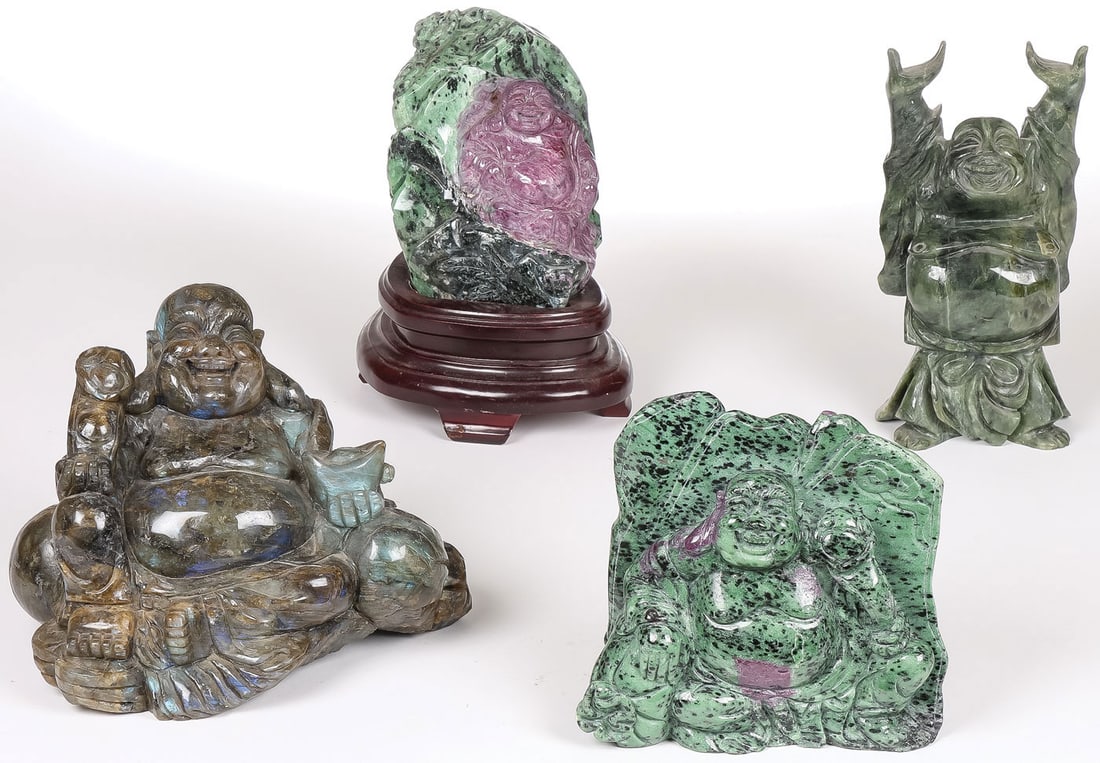 4 CHINESE CARVED HARDSTONE BUDDHAS (1 of 3)