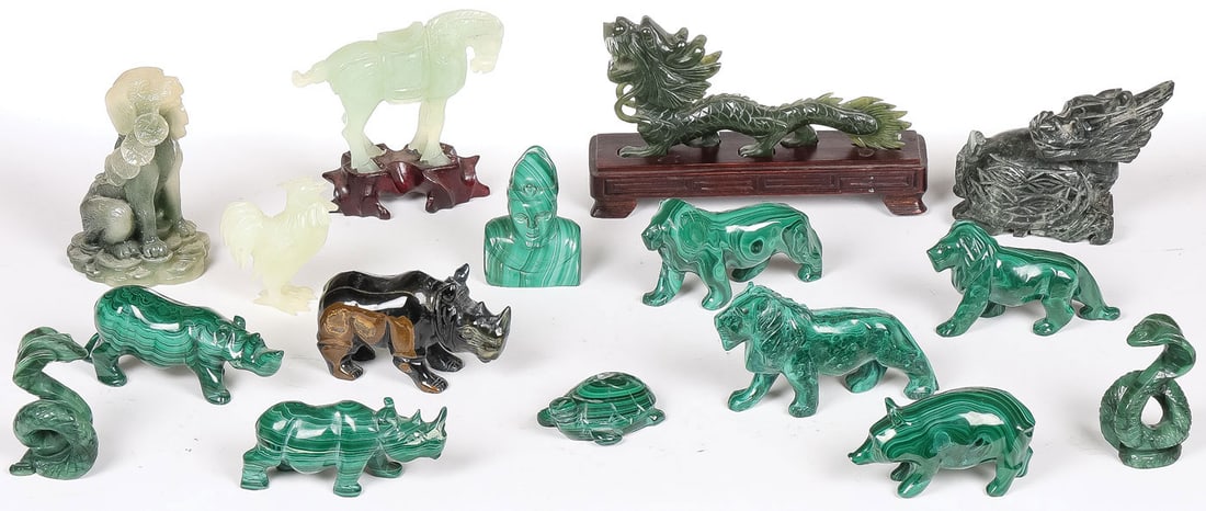 15 CHINESE CARVED HARDSTONE ANIMALS (1 of 2)