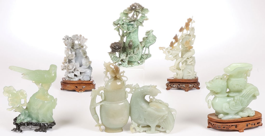 6 CHINESE CARVED JADE VESSELS (1 of 2)