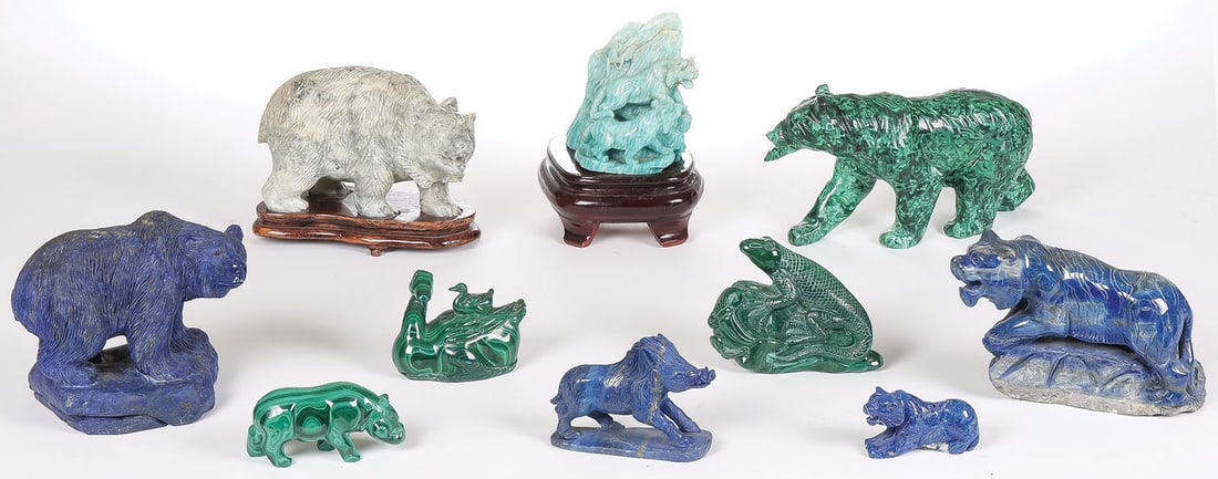 10 CHINESE CARVED HARDSTONE ANIMALS (1 of 3)