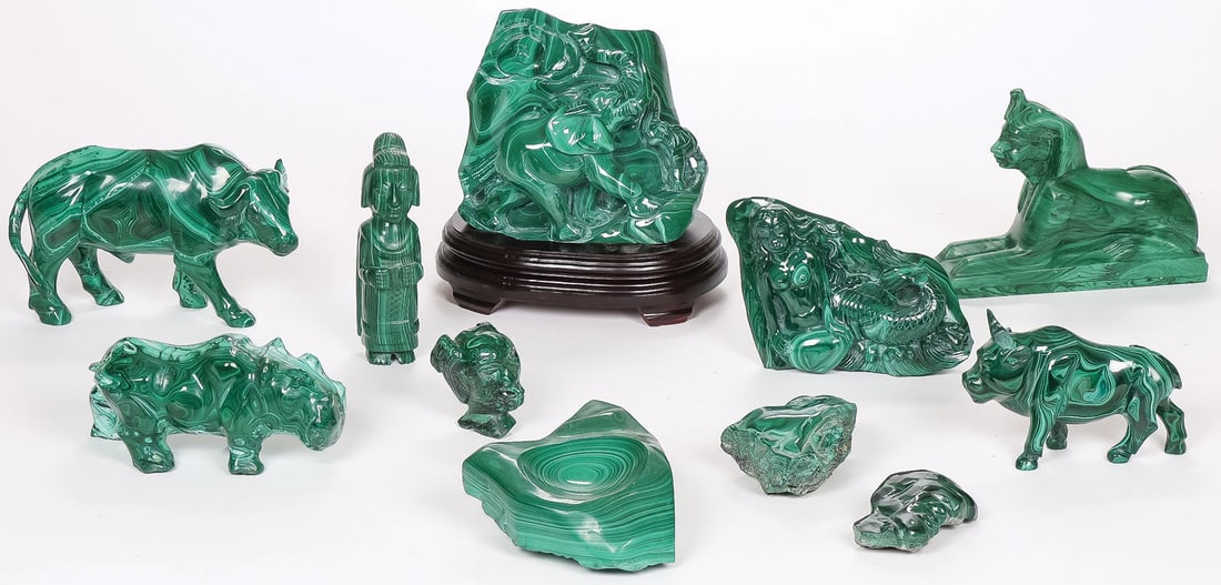 CHINESE CARVED MALACHITE GROUP (1 of 2)