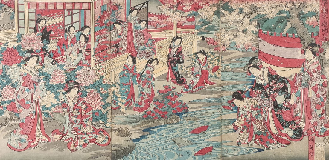 TWO JAPANESE WOOD BLOCK TRIPTYCHS (1 of 5)