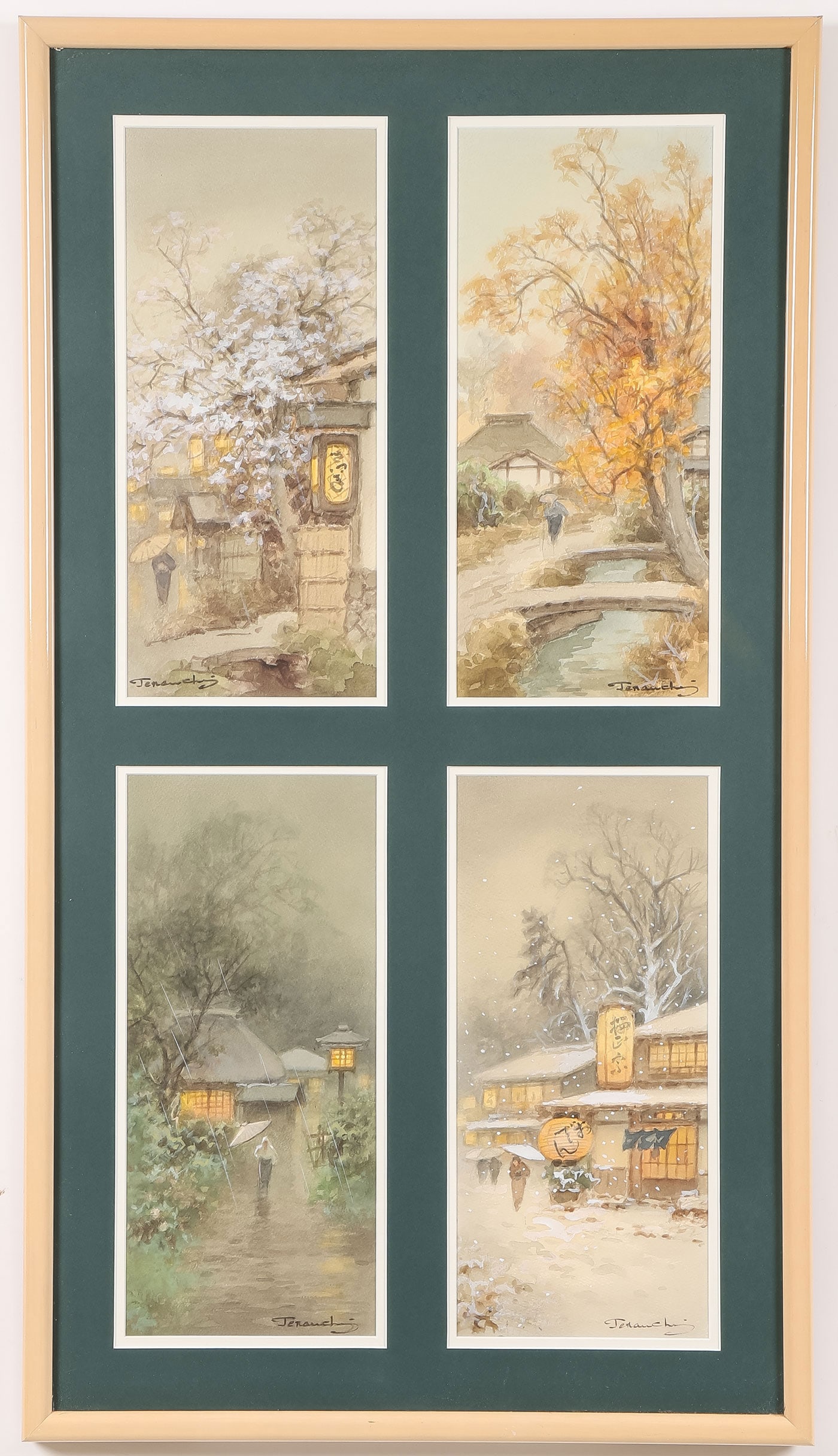 4 JAPANESE SEASONS WATERCOLORS BY TERAUCHI (1 of 5)