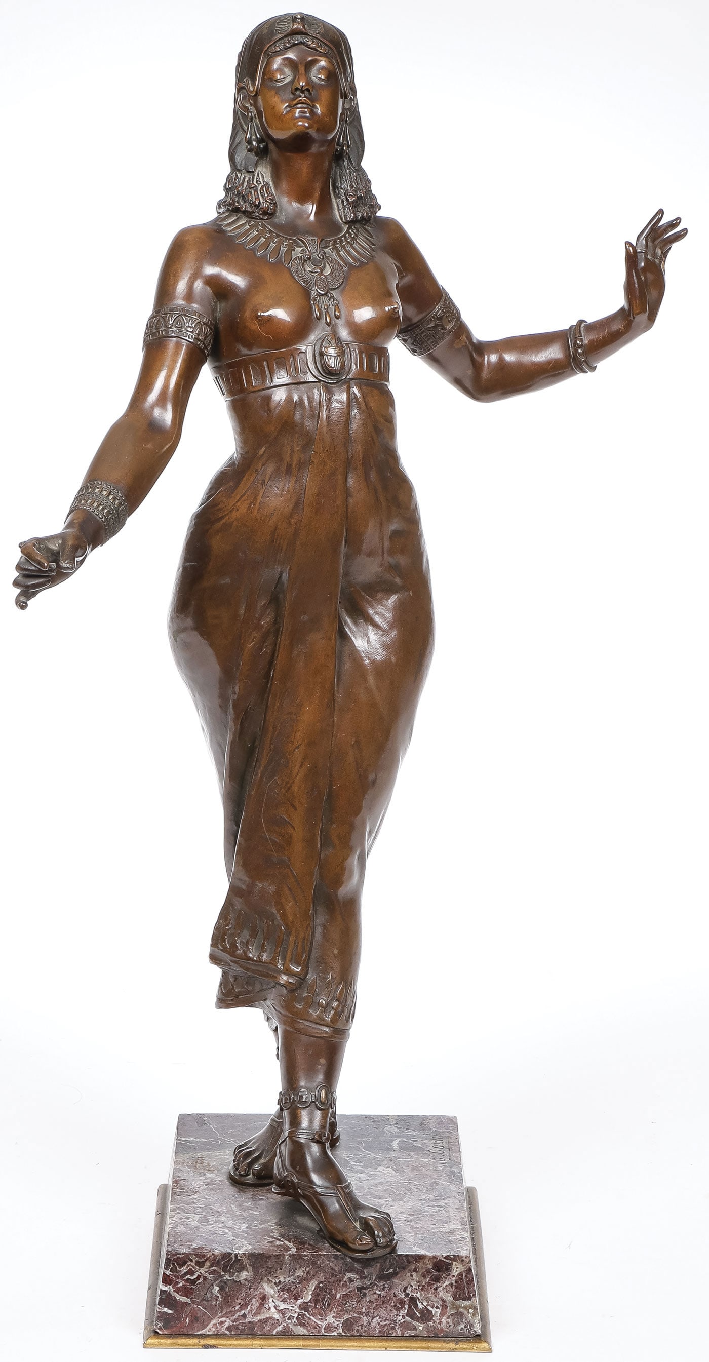 BEAUTIFUL FRENCH BRONZE: Georges Colin (French 1876-1917) Egyptian Sibyl Bronze with brown patina on marble base Unsigned Height including marble base 24 inches (61cm) SHIPPING NOTICE: If you are not using the Live