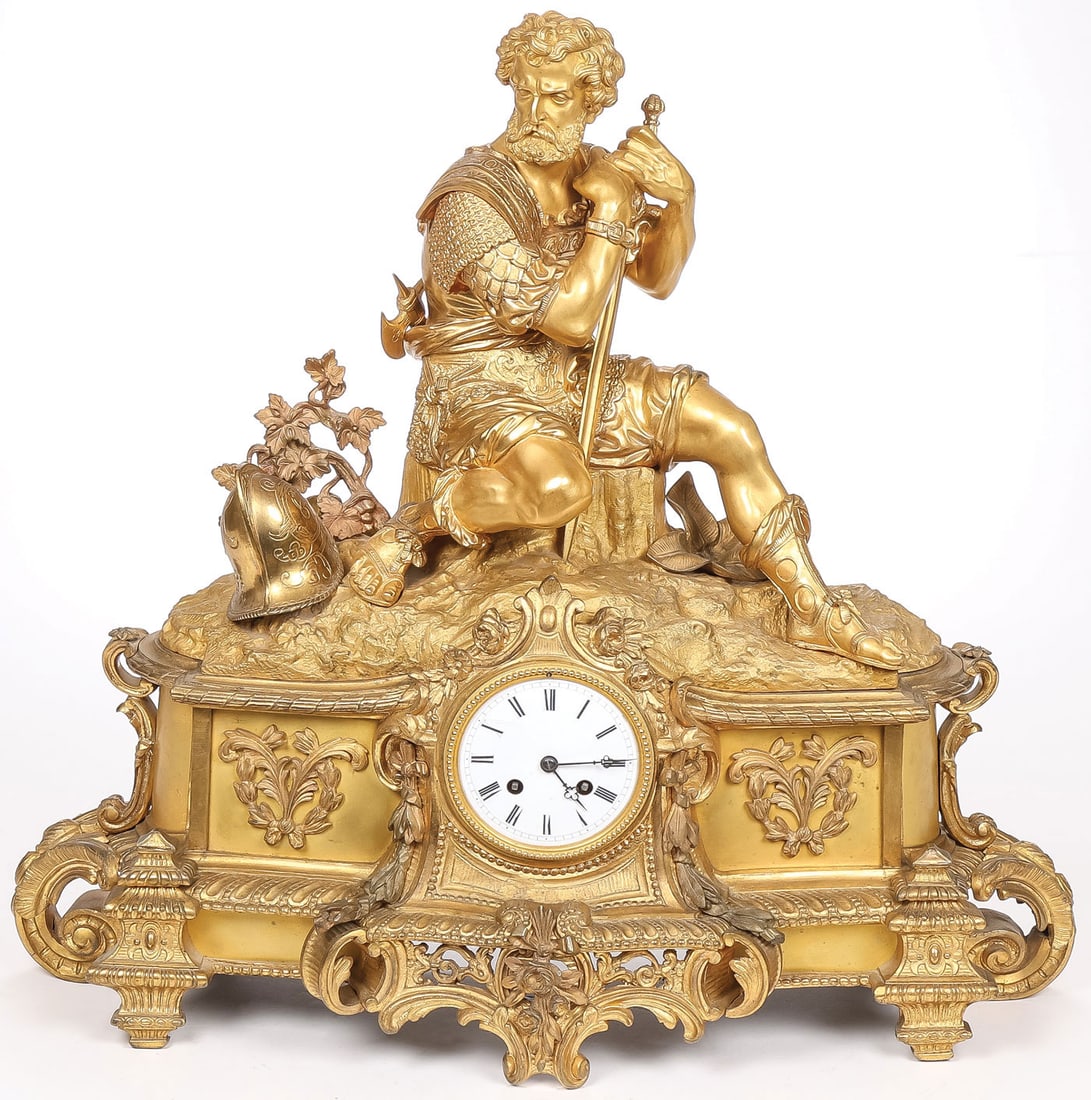 SPECTACULAR FRENCH GILT BRONZE MANTLE CLOCK (1 of 3)