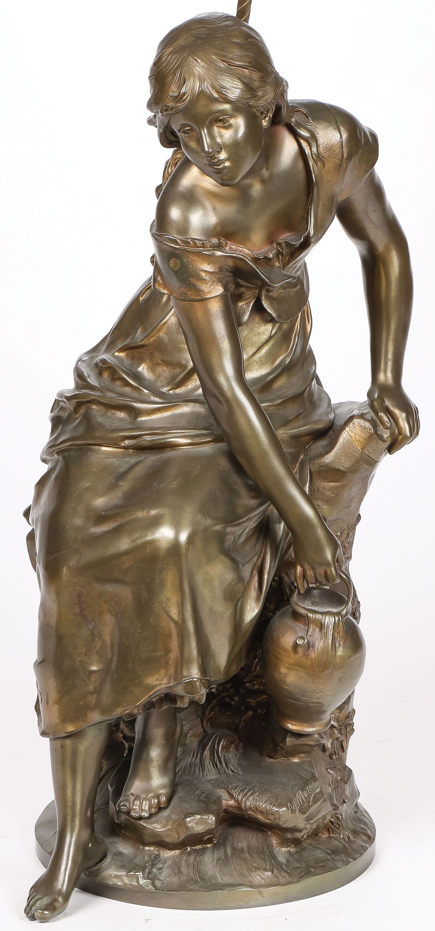 LARGE FRENCH BRONZE FIGURAL LAMP (1 of 3)