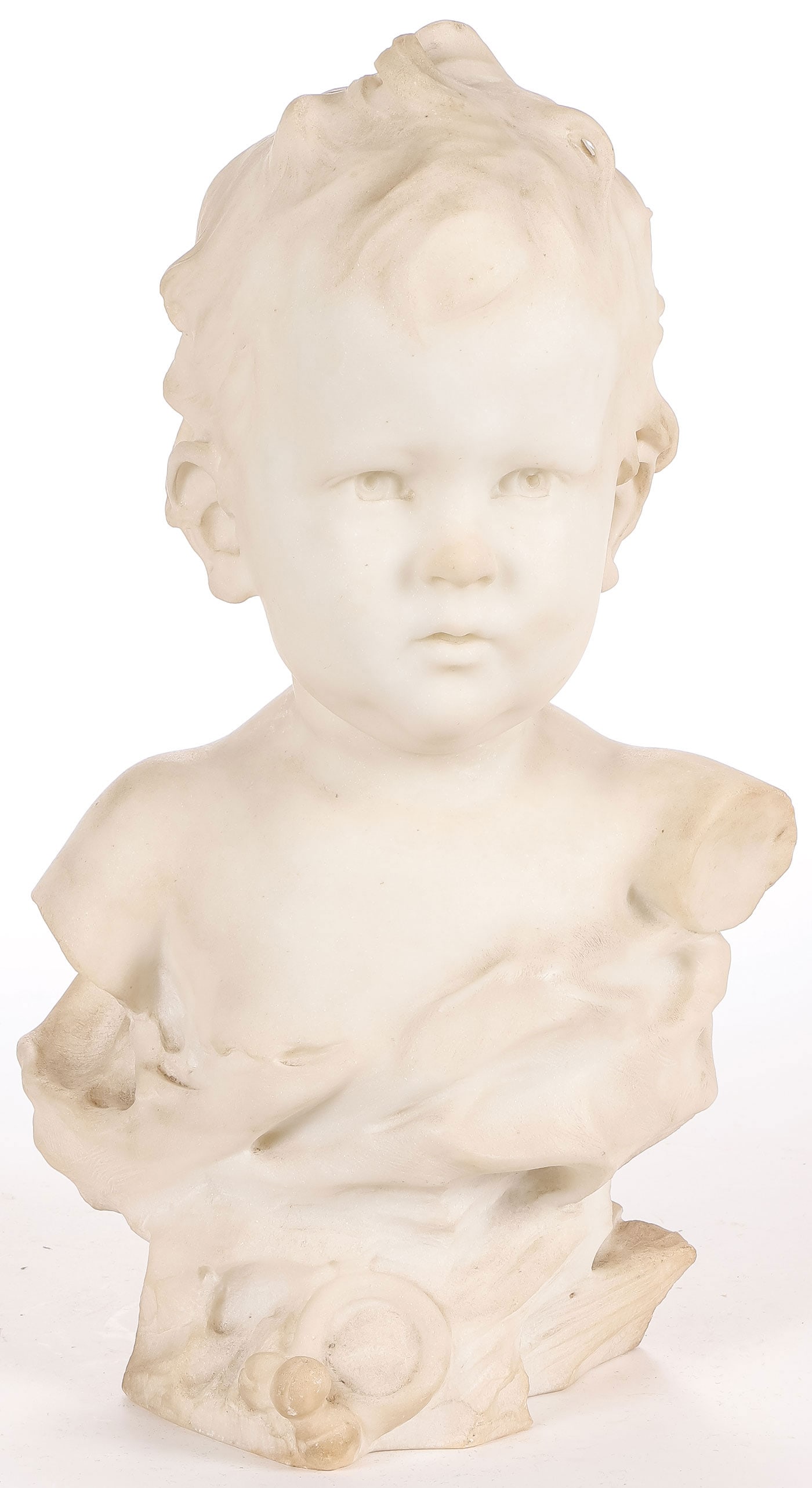 CHARMING CARVED MARBLE BUST, C.1880 (1 of 2)