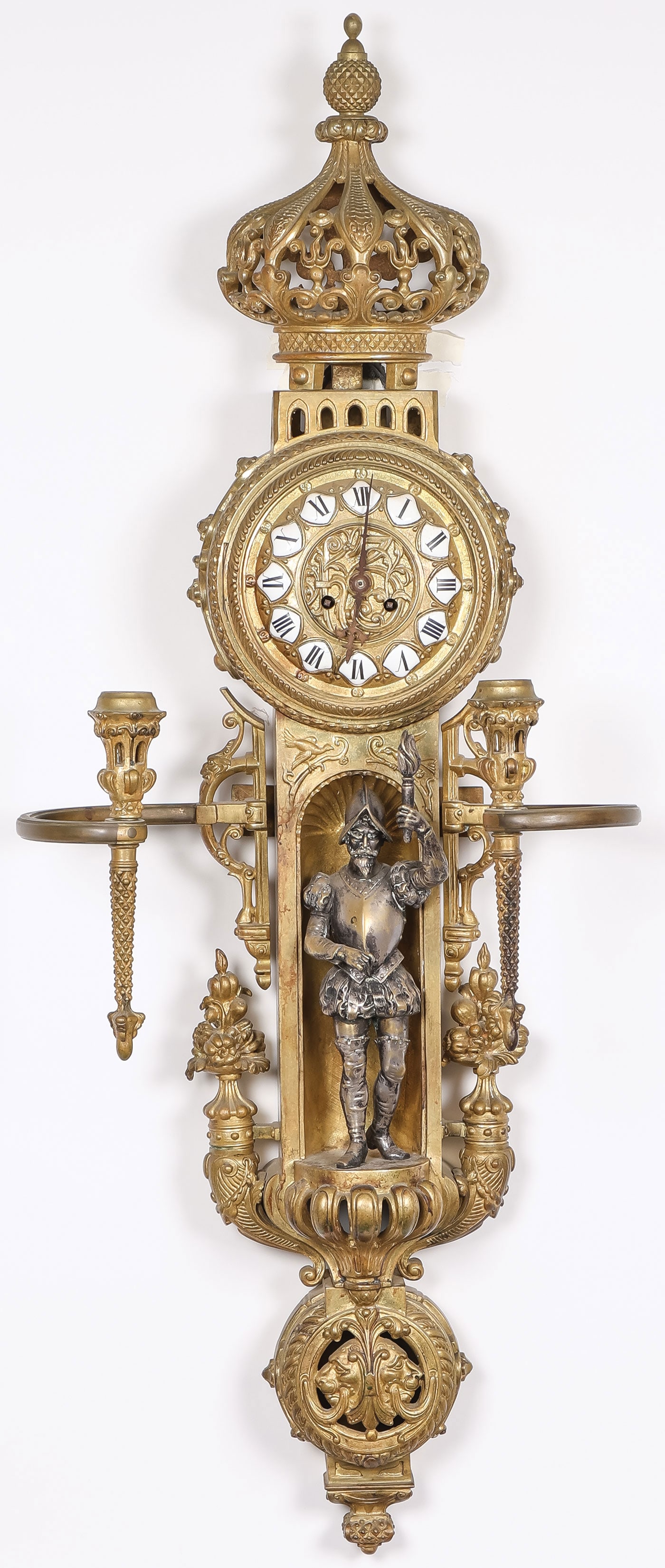 FRENCH GILT-BRONZE CARTEL WALL CLOCK (1 of 4)