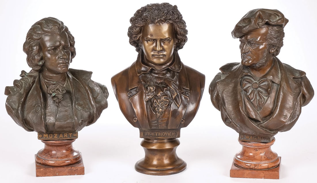 3 BRONZE COMPOSER BUSTS (1 of 3)