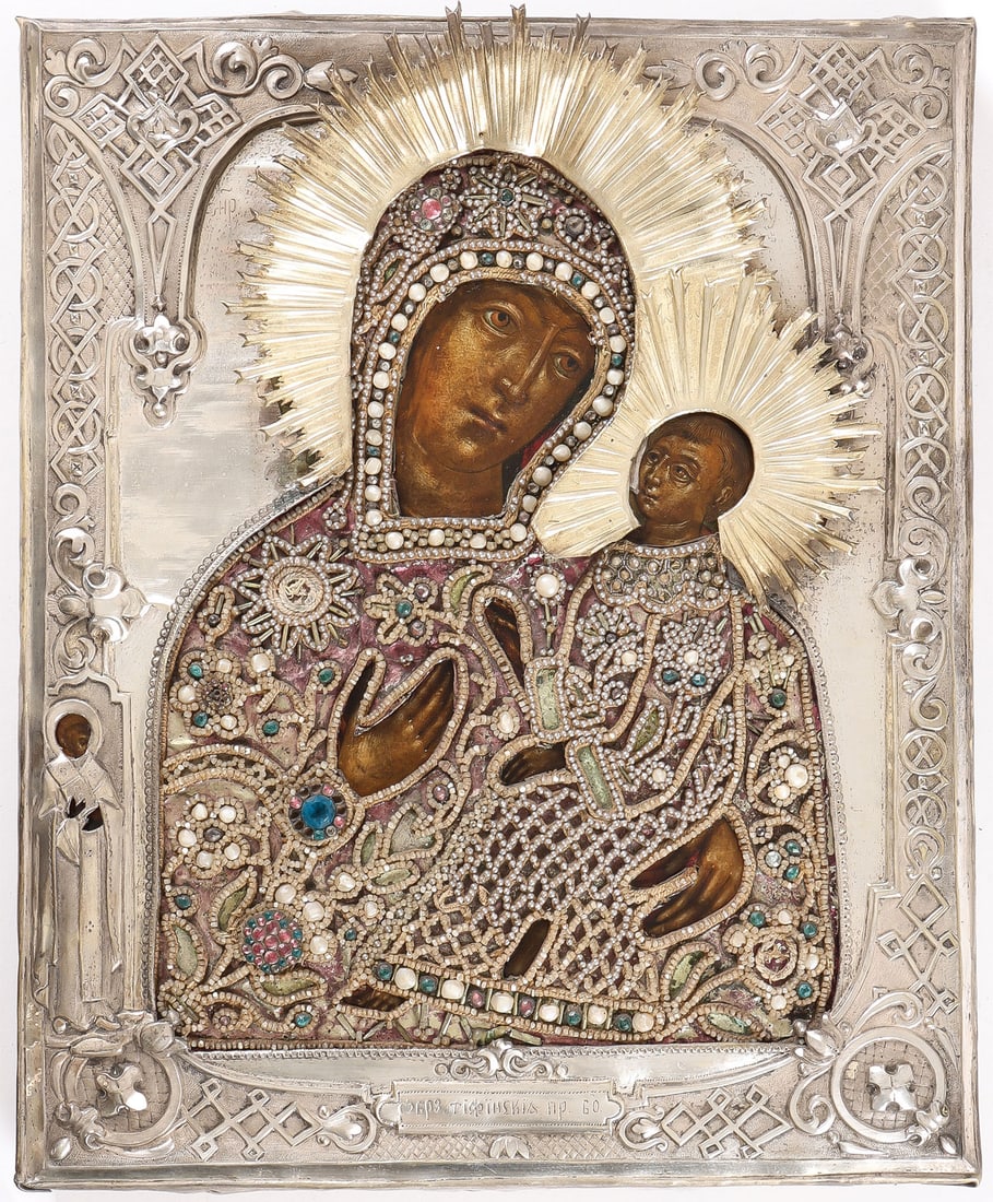 FINE RUSSIAN ICON OF THE MOTHER OF GOD, C. 1700 (1 of 2)