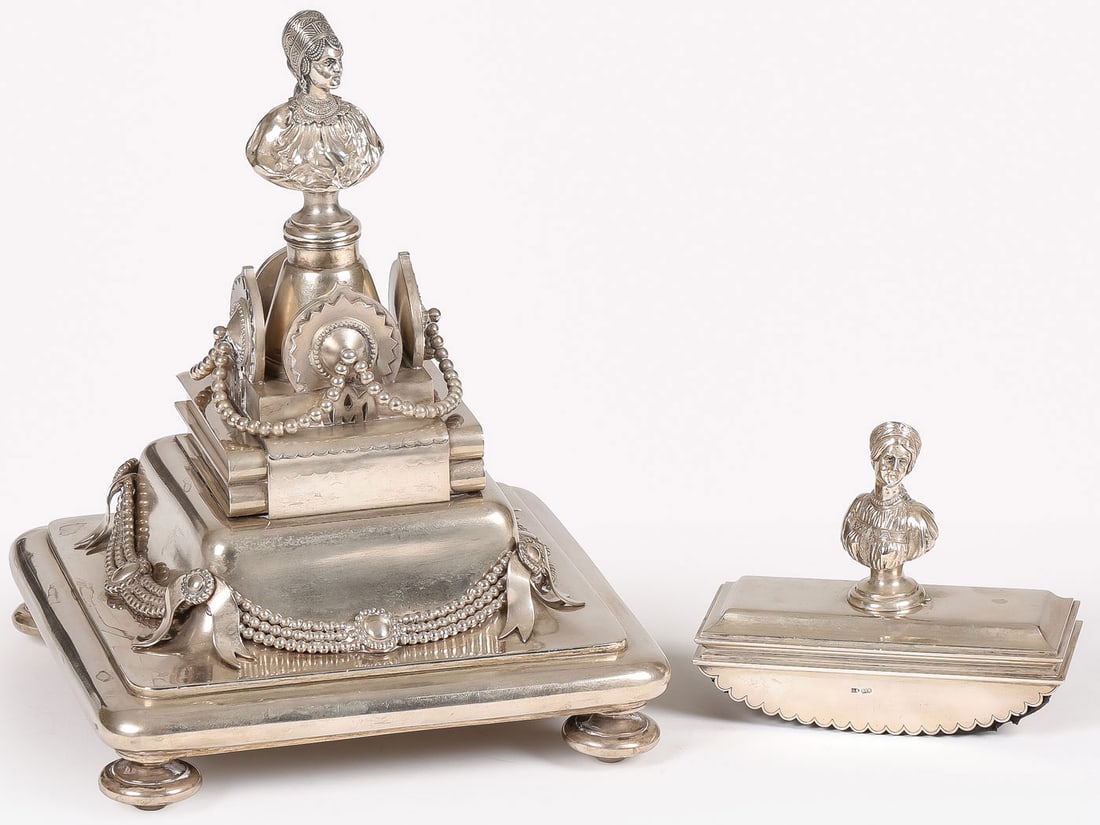 UNIQUE RUSSIAN SILVER INKSTAND, ST. PETERSBURG, C (1 of 3)