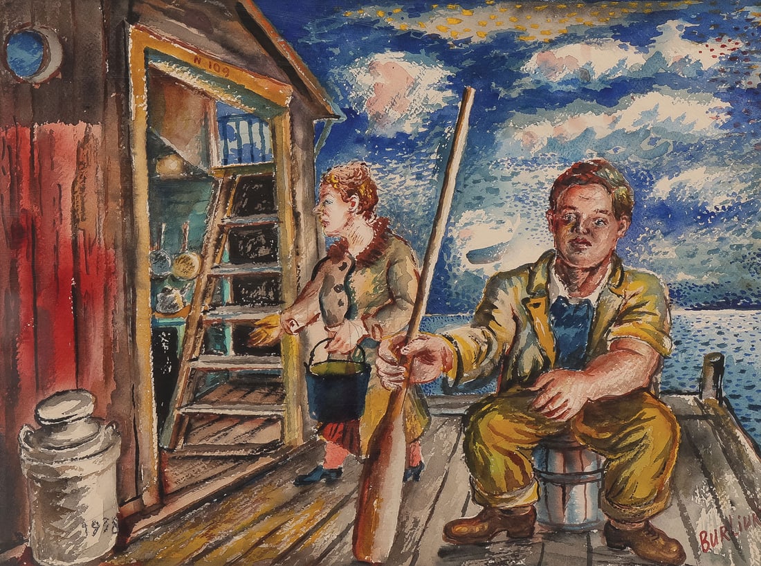 GOOD BURLIUK WATERCOLOR, 1938 (1 of 2)