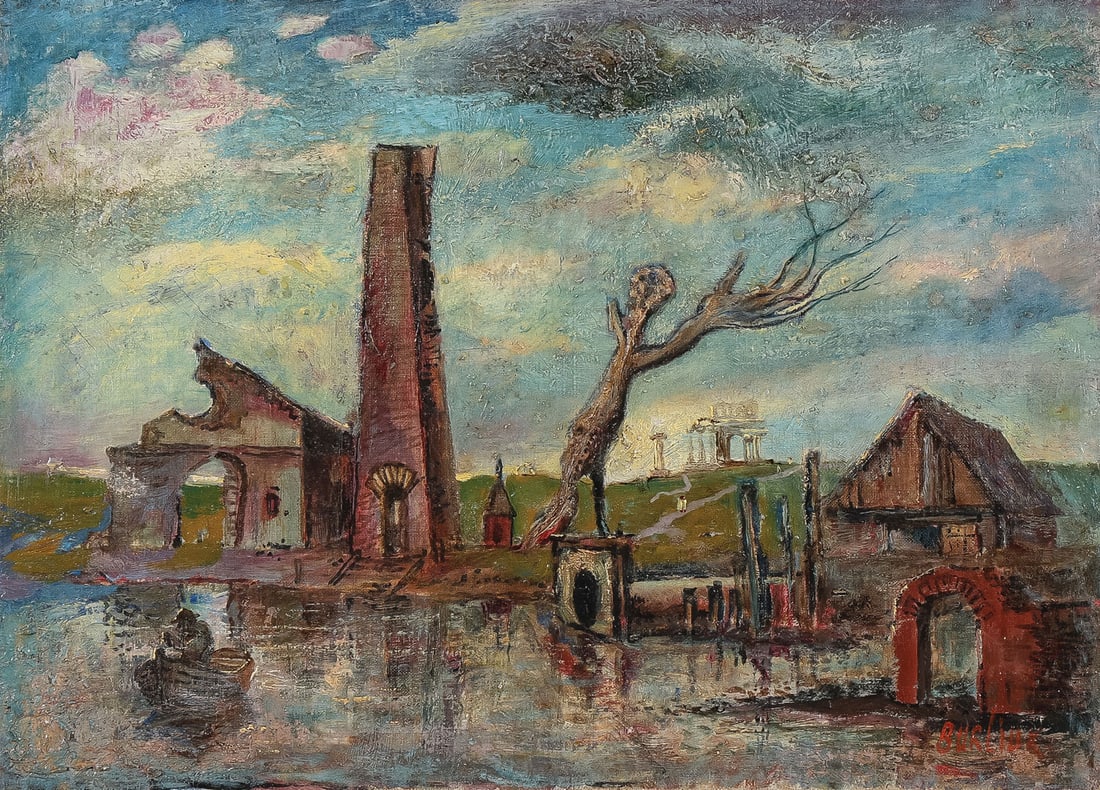 DAVID BURLIUK OIL PAINTING, C. 1936 (1 of 4)