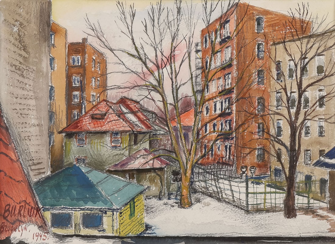 DAVID BURLIUK PAINTING OF BROOKLYN, 1945 (1 of 2)