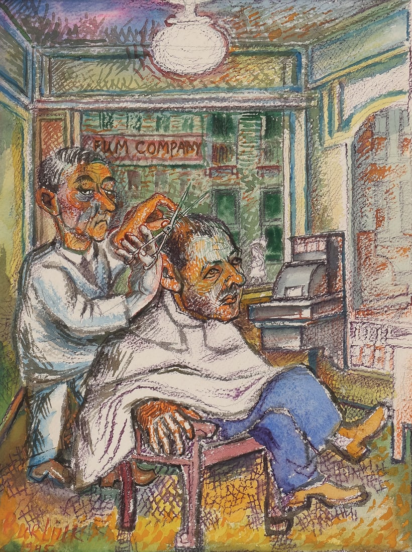 FINE DAVID BURLIUK WATERCOLOR DATED 1945 (1 of 2)