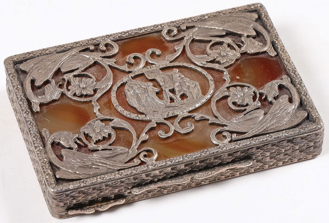 EUROPEAN SILVER & AGATE VANITY CASE (1 of 5)