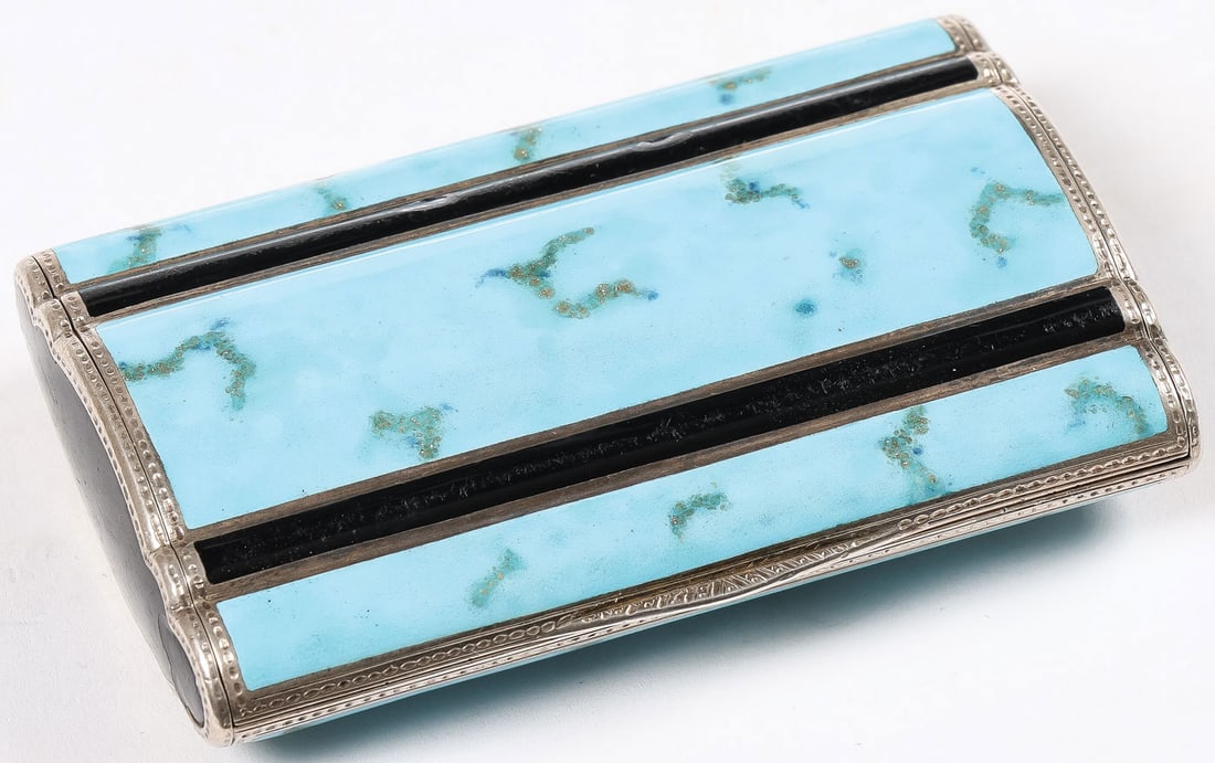ART DECO SILVER & ENAMEL CIGARETTE CASE, C. 1925 (1 of 5)
