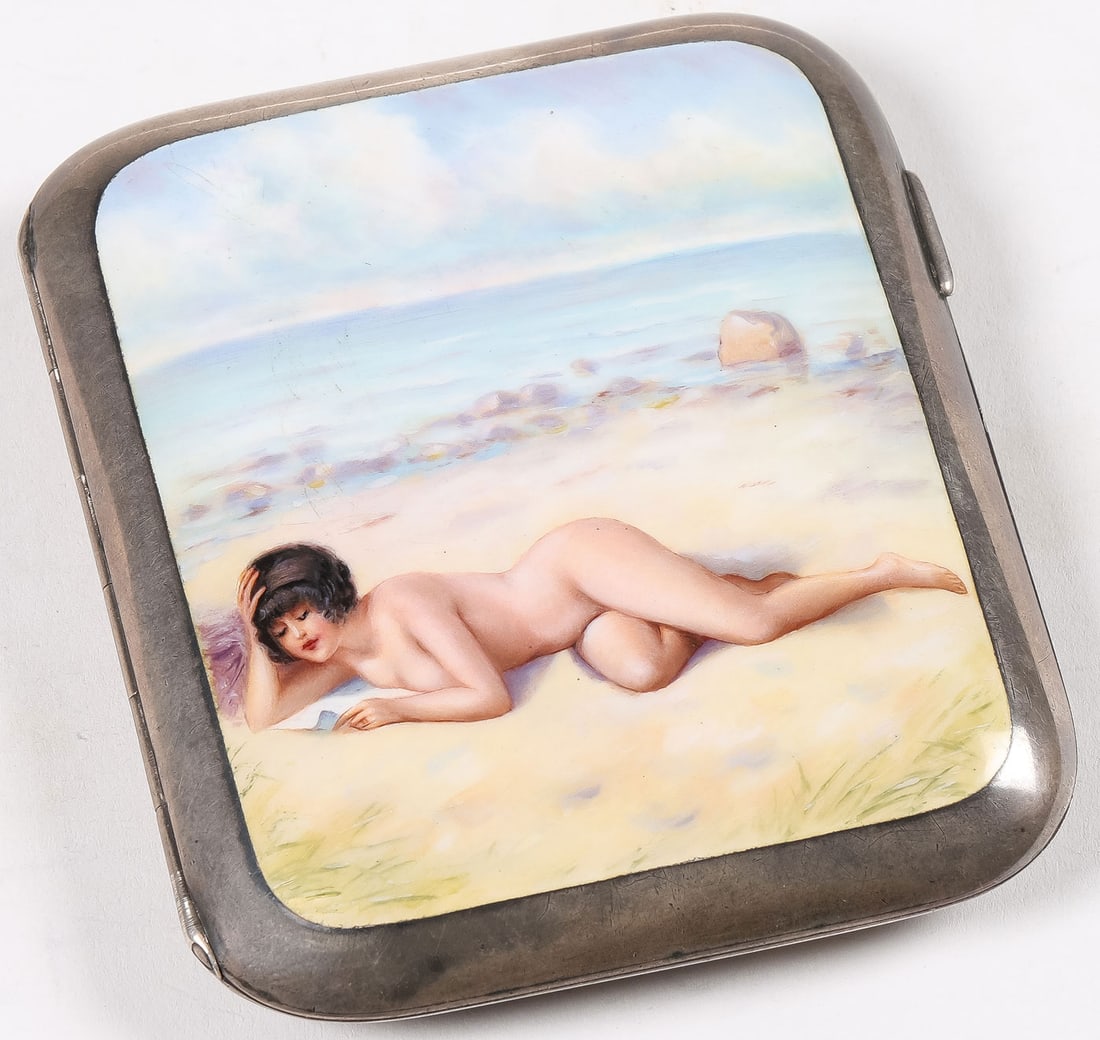 SWISS SILVER & PAINTED ENAMEL CIGARETTE CASE (1 of 5)