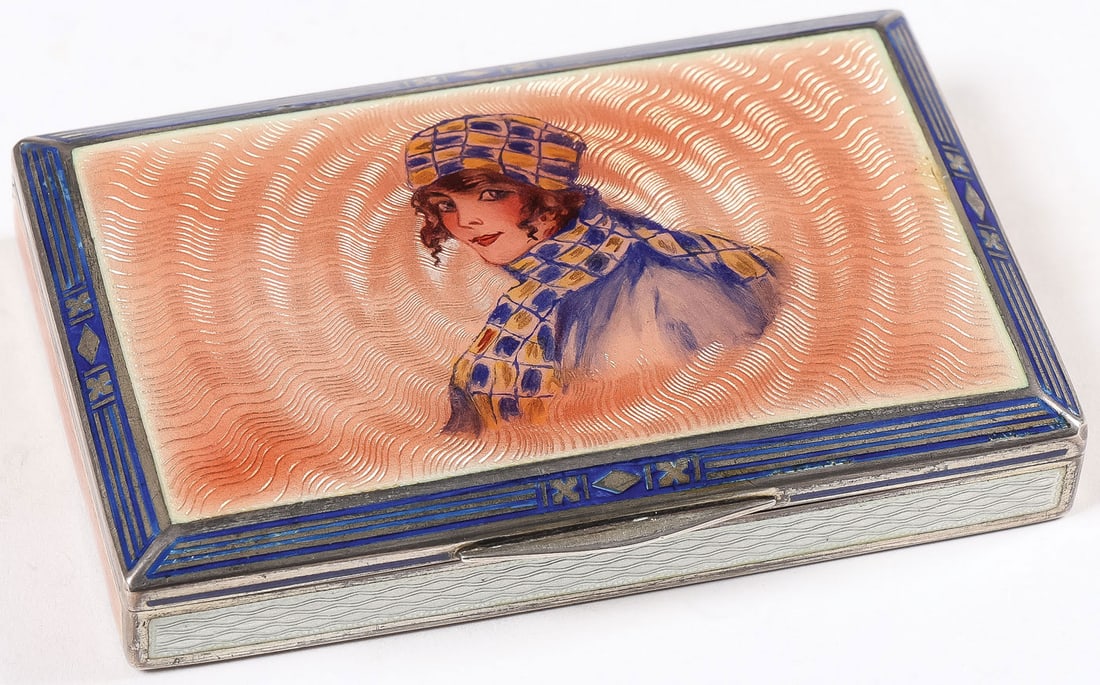 AUSTRIAN SILVER & ENAMEL CASE, C. 1920 (1 of 5)