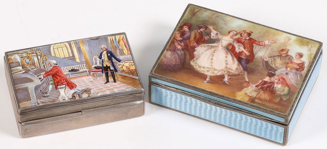 TWO FINE SILVER AND ENAMEL BOXES - 3