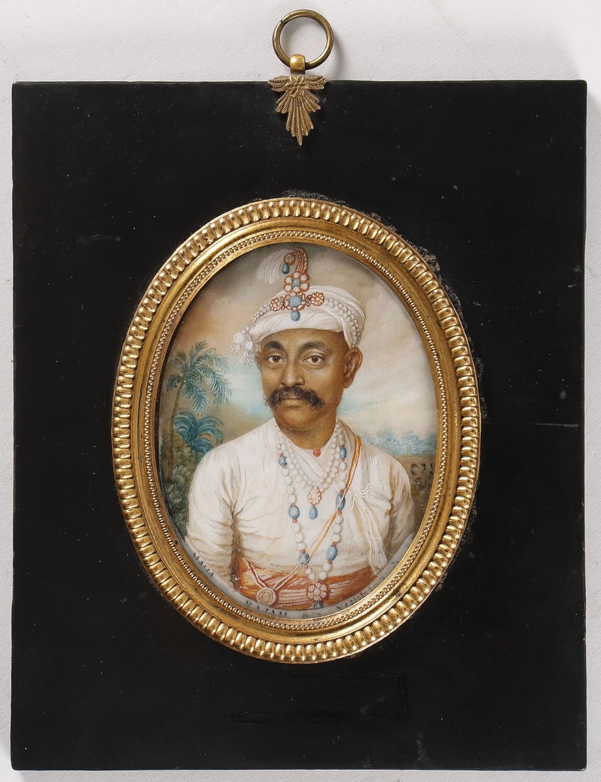 RARE 18TH C. NAMED MAHARAJA MINIATURE PORTRAIT (1 of 5)