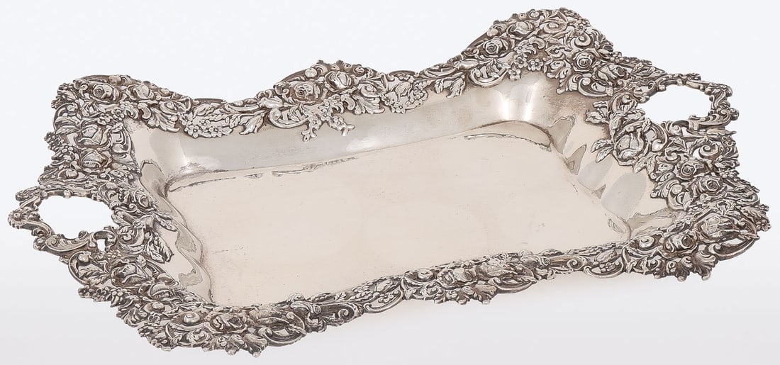 THEODORE B. STARR HEAVY STERLING TRAY, C. 1890 (1 of 4)