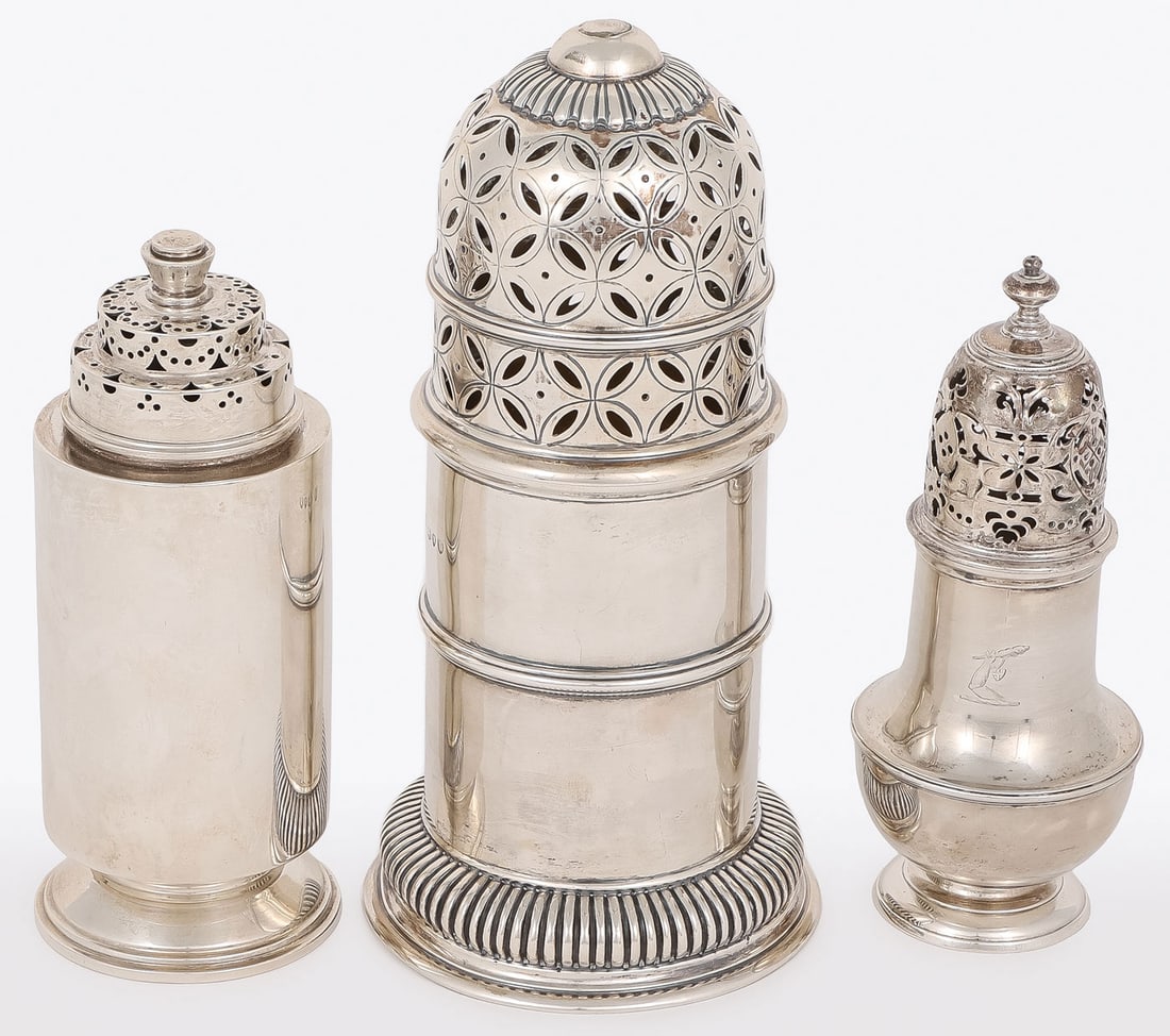 3 GOOD ENGLISH SILVER CASTERS (1 of 5)