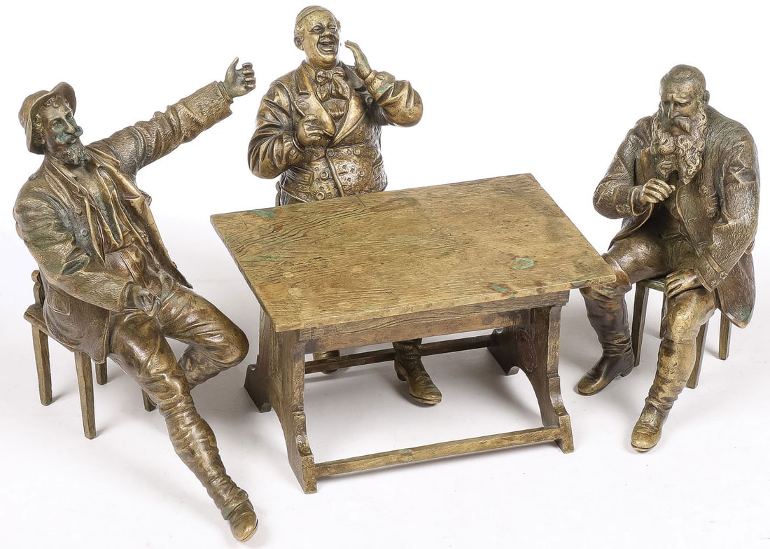 UNIQUE AUSTRIAN BRONZE TAVERN GROUPING, C. 1890 (1 of 9)