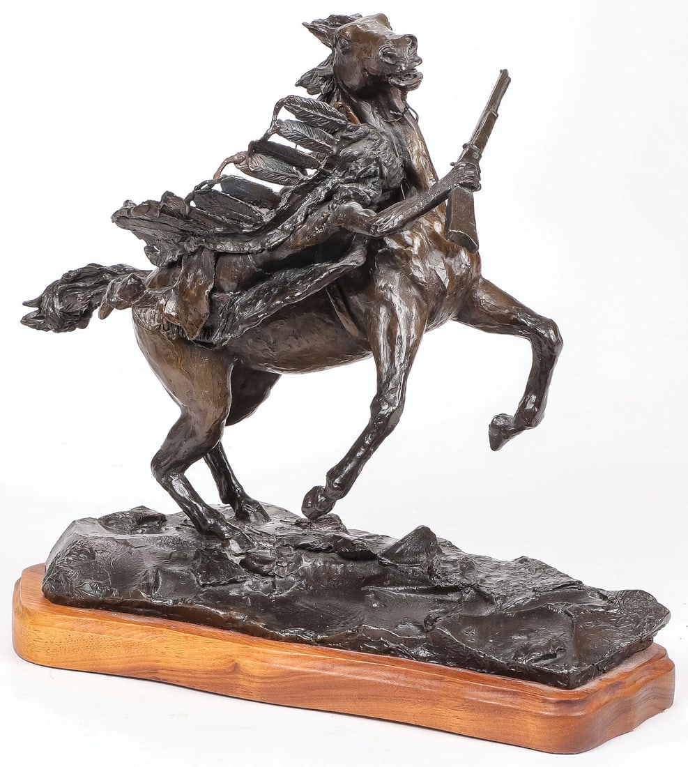 SIGNED NATIVE AMERICAN BRONZE (1 of 3)