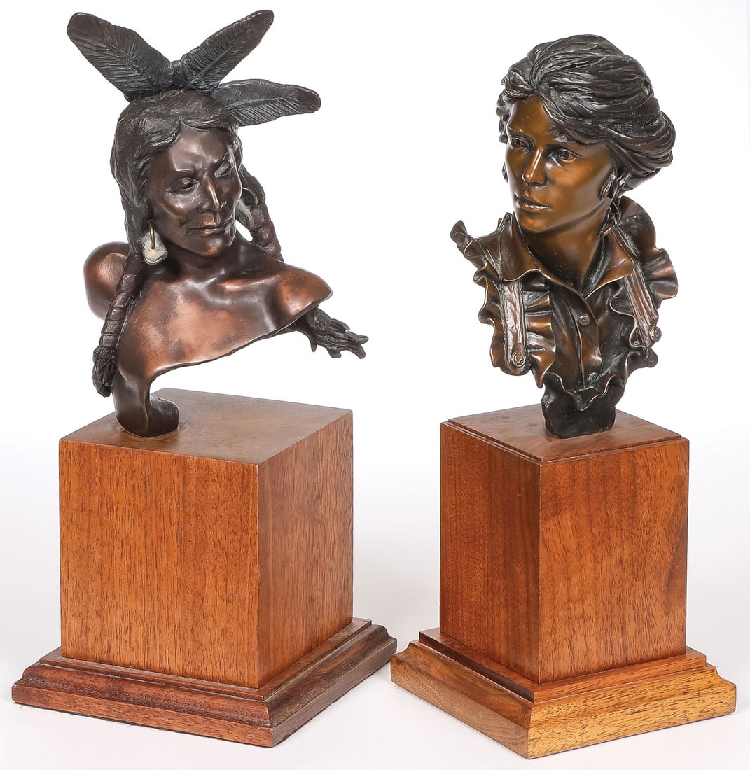 A PAIR OF BRONZE BUSTS (1 of 4)