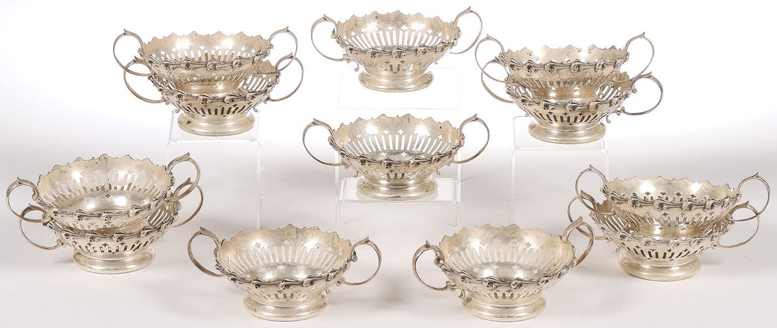 12 STERLING SILVER PUNCH CUP HOLDERS (1 of 3)