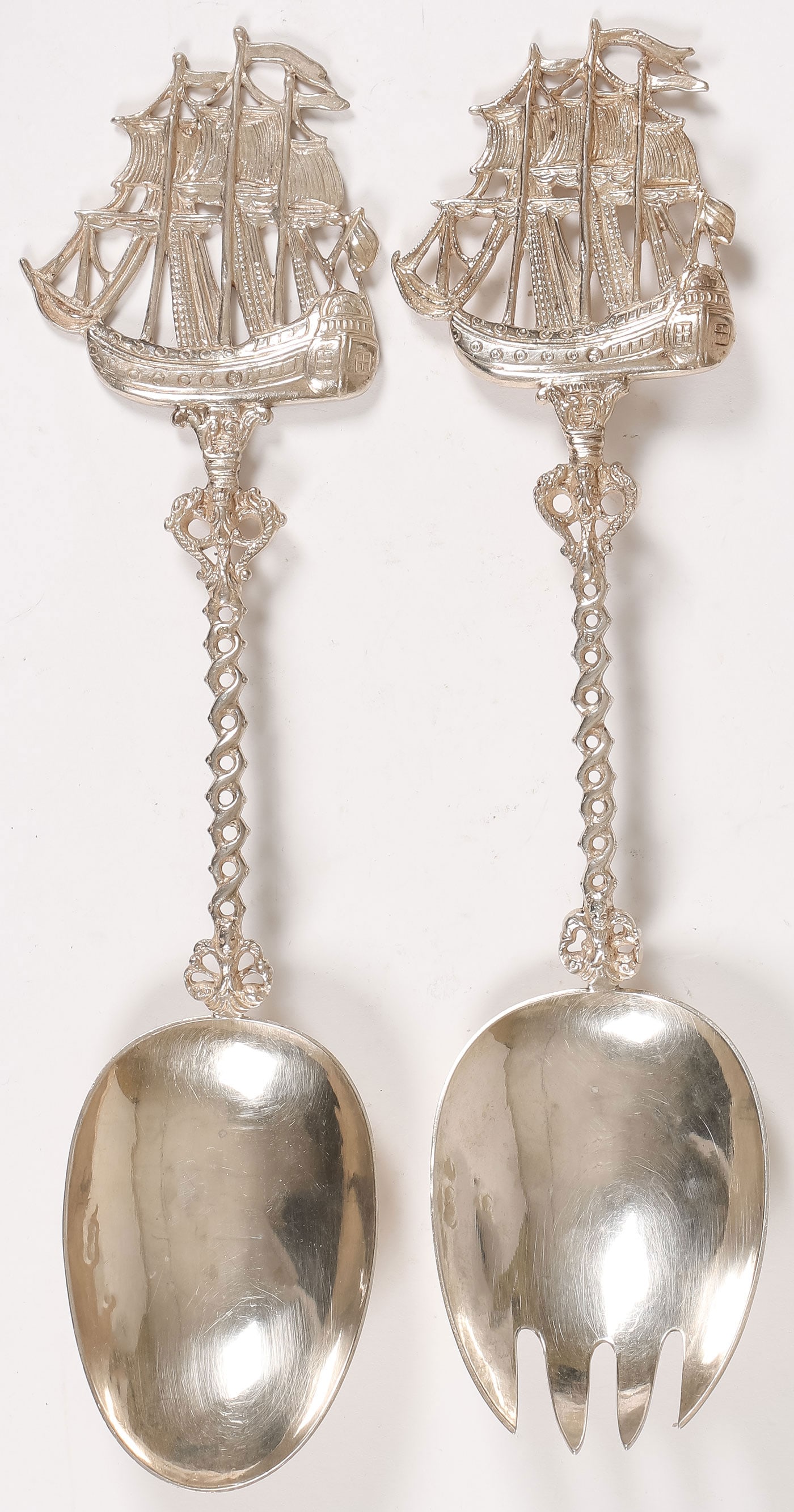 LARGE DUTCH SILVER SALAD SET, C. 1900 (1 of 4)