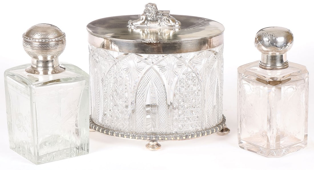 SILVER MOUNTED CUT GLASS GROUP (1 of 1)