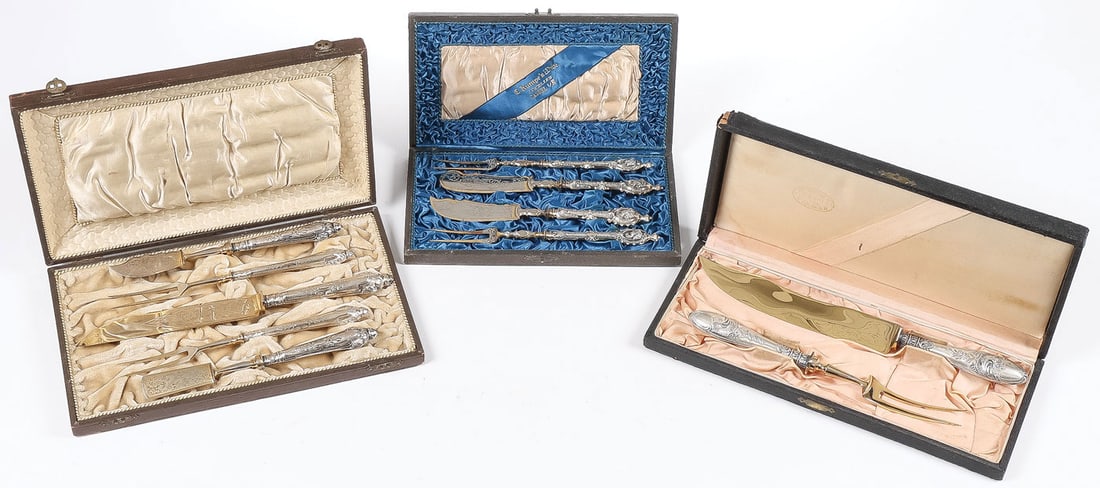 GERMAN CASED TRANCHER CUTLERY SETS, C. 1880-1900 (1 of 4)