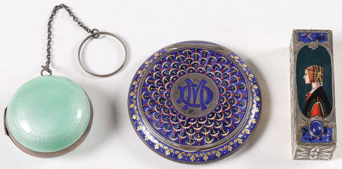 3 SILVER & ENAMEL VANITY CASES (1 of 6)