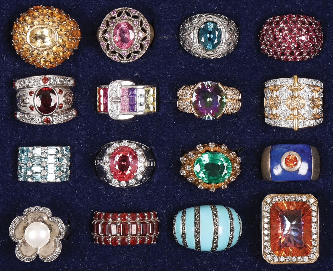 16 SILVER GEM SET LADIES' RINGS (1 of 2)