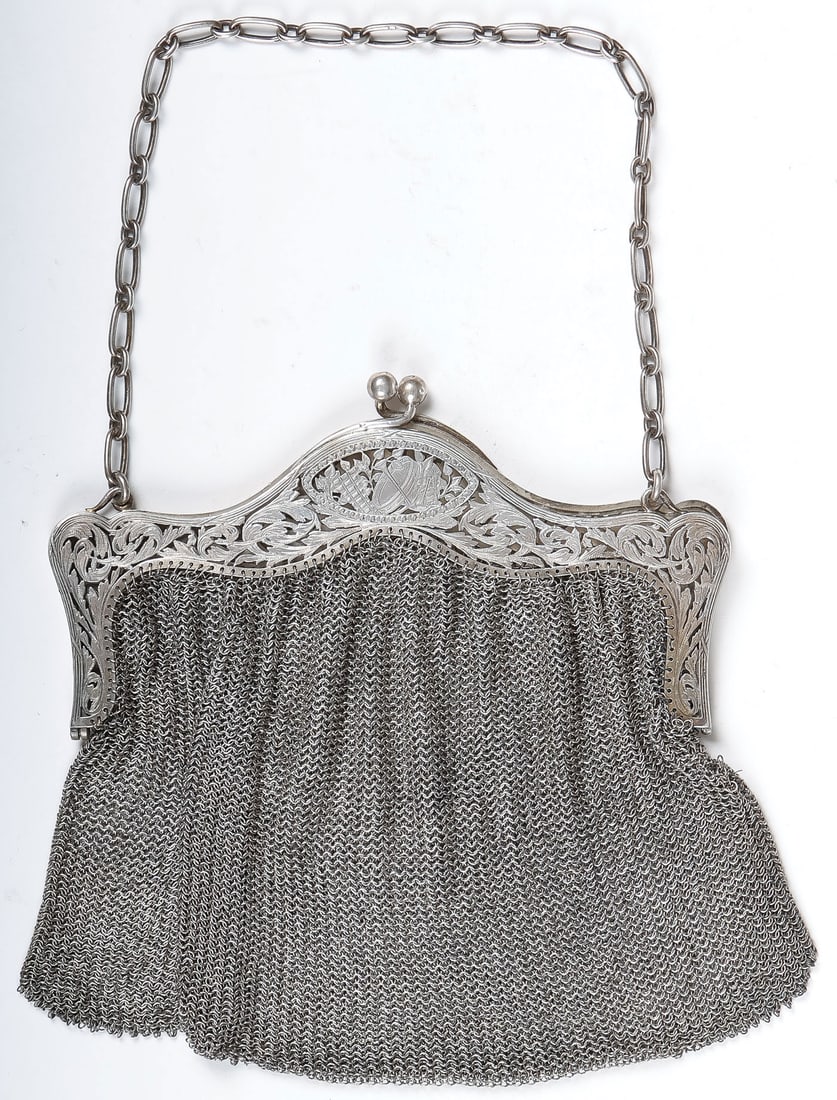 FRENCH SILVER MESH PURSE, C. 1890 (1 of 2)
